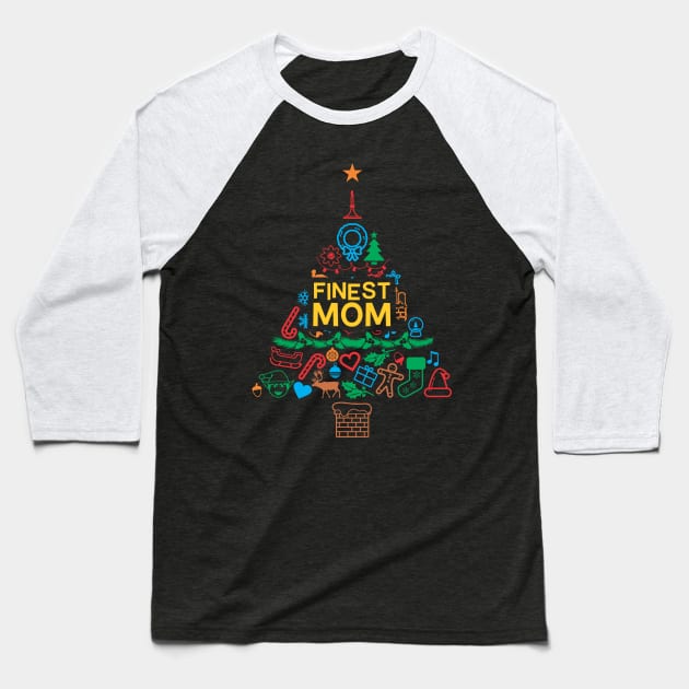 Finest Mom Gift - Xmas Tree 2 - Christmas Baseball T-Shirt by Vector-Artist
